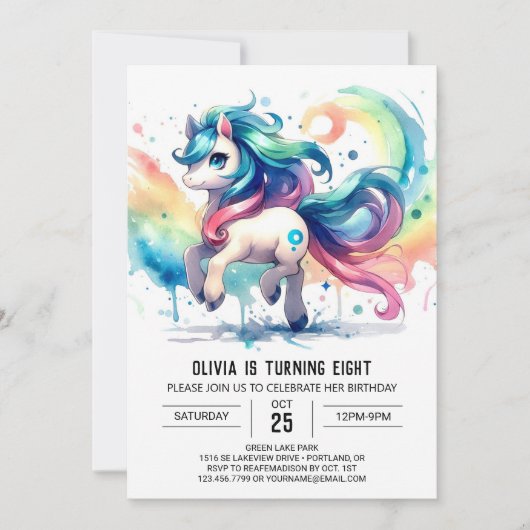 Invitation Joyeux anniversaire de Cheval numérique (Devant)