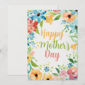 Invitation Joyeux Anniversaire de Colorful Watercolors Flower (Devant / Derrière)