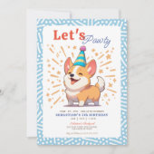 Invitation Joyeux anniversaire de Corgi Puppy Pawty (Devant)
