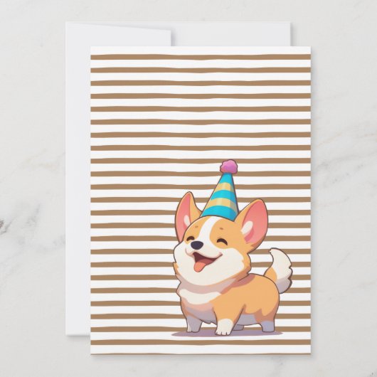 Invitation Joyeux anniversaire de Corgi Puppy Pawty (Dos)