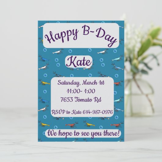 Invitation Joyeux anniversaire de crevettes (Debout devant)