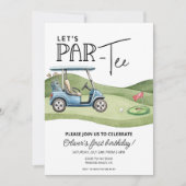 Invitation Joyeux anniversaire de golf mignon, tout âge, Fais (Devant)