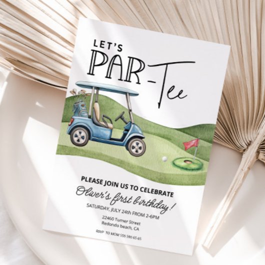 Invitation Joyeux anniversaire de golf mignon, tout âge, Fais