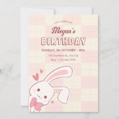 Invitation Joyeux anniversaire de lapin mignon (Devant)
