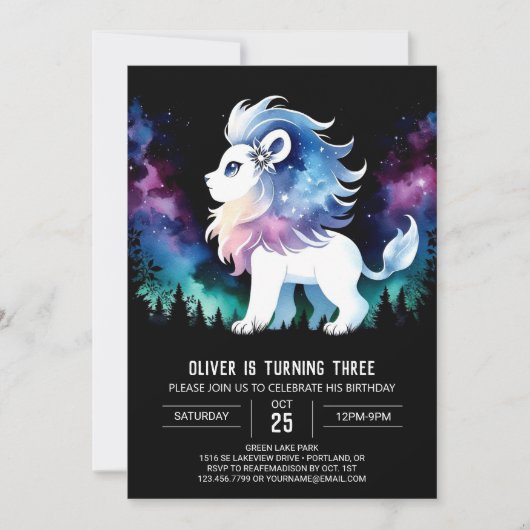 Invitation Joyeux anniversaire de lion adorable (Devant)