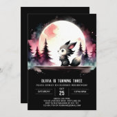 Invitation Joyeux anniversaire de loup imprimable (Devant / Derrière)