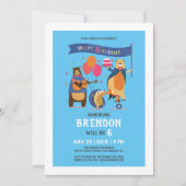 Invitation Joyeux Anniversaire de mignons animaux caricaturau (Devant)