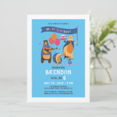 Invitation Joyeux Anniversaire de mignons animaux caricaturau (Debout devant)
