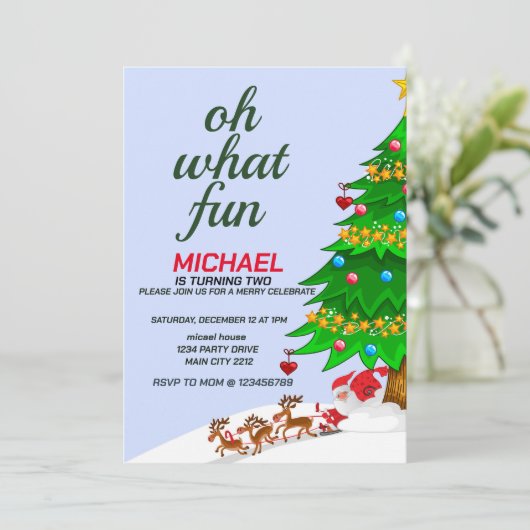 Invitation Joyeux anniversaire de Noël (Debout devant)
