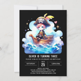 Invitation Joyeux anniversaire de Pirate élégant