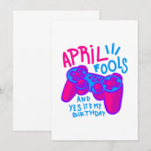 Invitation Joyeux anniversaire de poisson d'avril gamer (Devant / Derrière)