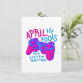 Invitation Joyeux anniversaire de poisson d'avril gamer (Debout devant)