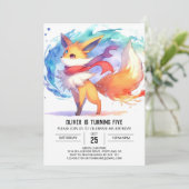 Invitation Joyeux anniversaire de Renard moderne (Debout devant)