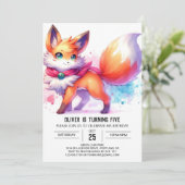 Invitation Joyeux anniversaire de Renard moderne (Debout devant)