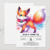 Invitation Joyeux anniversaire de Renard moderne (Devant / Derrière)