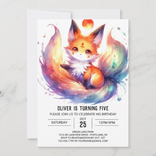 Invitation Joyeux anniversaire de Renard Peint (Devant)
