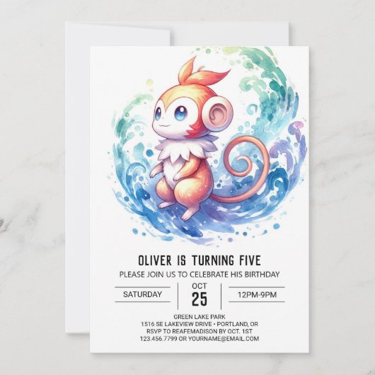 Invitation Joyeux anniversaire de singe en ligne (Devant)