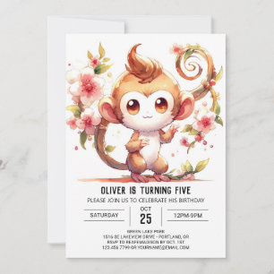 Invitation Joyeux anniversaire de singe numérique