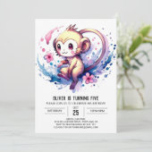 Invitation Joyeux anniversaire de singe numérique (Debout devant)