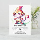 Invitation Joyeux anniversaire de singe numérique (Debout devant)