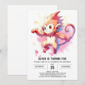 Invitation Joyeux anniversaire de singe numérique (Devant / Derrière)