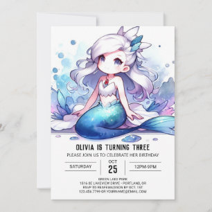 Invitation Joyeux anniversaire de Sirène Océanique
