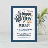 Invitation Joyeux anniversaire de typographie rétro conceptio (Debout devant)