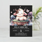 Invitation Joyeux anniversaire de vache modifiable (Debout devant)
