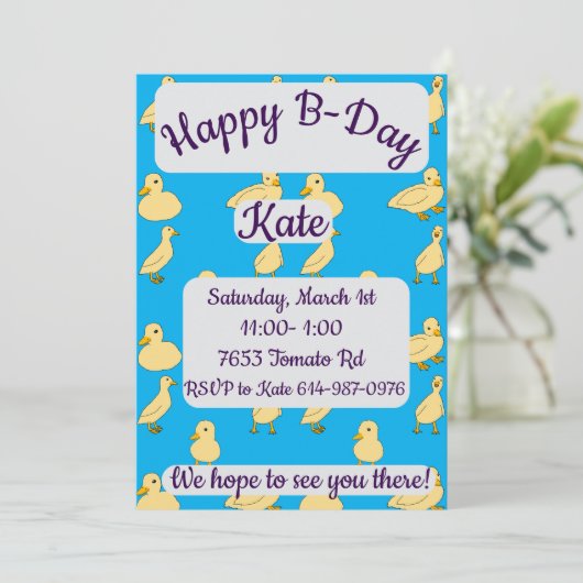 Invitation Joyeux anniversaire des canettes (Debout devant)