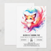 Invitation Joyeux anniversaire Digital Fox (Devant / Derrière)