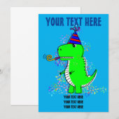 Invitation Joyeux anniversaire dinosaure confetti mignon (Devant / Derrière)