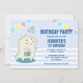 Invitation Joyeux Anniversaire Dinosaure Jaune Mignon avec Ét (Devant)