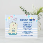 Invitation Joyeux Anniversaire Dinosaure Jaune Mignon avec Ét (Debout devant)