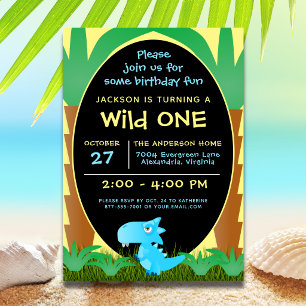 Invitation Joyeux Anniversaire Dinosaure Mignon Premier Anniv