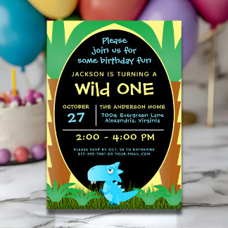 Invitation Joyeux Anniversaire Dinosaure Mignon Premier Anniv