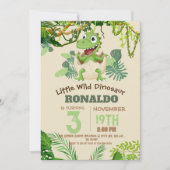 Invitation Joyeux anniversaire dinosaure mignon vert tropical (Devant)
