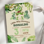Invitation Joyeux anniversaire dinosaure mignon vert tropical