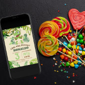Invitation Joyeux anniversaire dinosaure mignon vert tropical