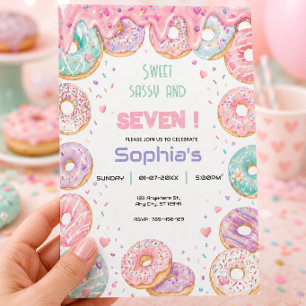 Invitation Joyeux Anniversaire Donut Sucré Fille Mignonne Pas