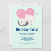 Invitation Joyeux Anniversaire Douce Kitty Chat Dormant avec (Devant)