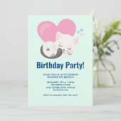 Invitation Joyeux Anniversaire Douce Kitty Chat Dormant avec (Debout devant)