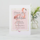 Invitation Joyeux anniversaire du Flamant rose rose (Debout devant)