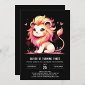 Invitation Joyeux anniversaire du lion (Devant / Derrière)