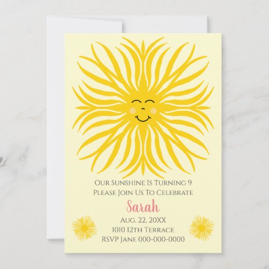 Invitation Joyeux Anniversaire du soleil (Devant)