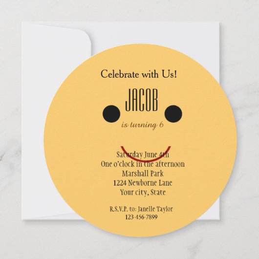 Invitation Joyeux anniversaire du visage (Dos)