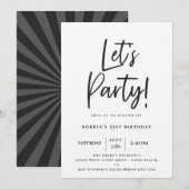 Invitation Joyeux Anniversaire Écriture Noire Moderne Faisons (Devant / Derrière)