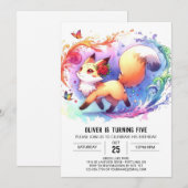 Invitation Joyeux anniversaire Editable Fox (Devant / Derrière)