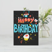 Invitation Joyeux anniversaire en noir (Debout devant)
