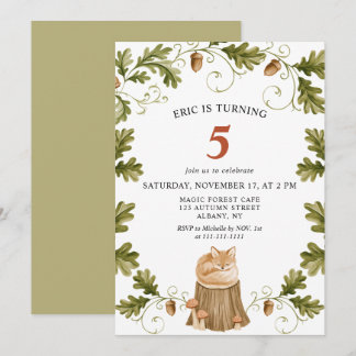 Invitation Joyeux Anniversaire Enfant Renard Endormi Bois Feu
