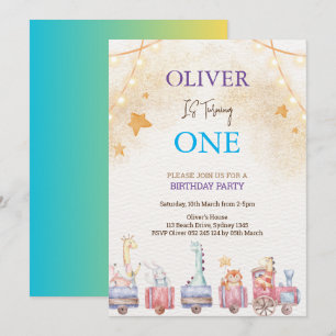 Invitation Joyeux anniversaire enfants animal de fête mignon
